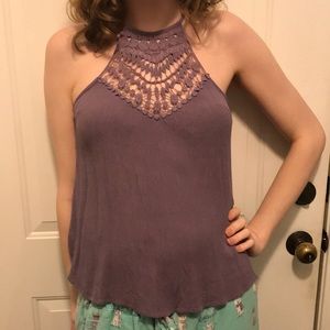 Pacsun Lavender Halter with Lace and keyhole back